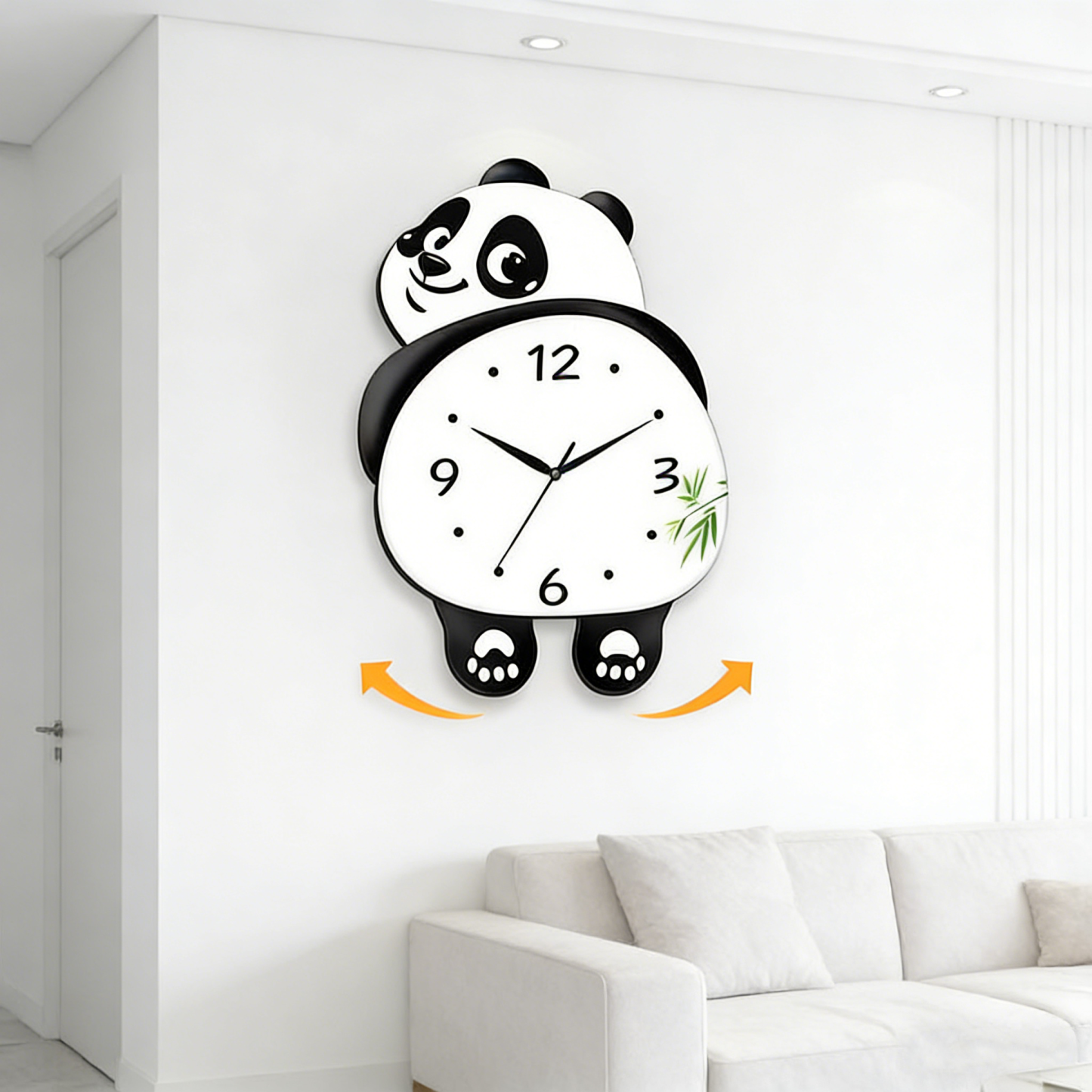 Funny Animal Cute Panda Design Wall Clock – Swinging Feet Modern Decorative Clock