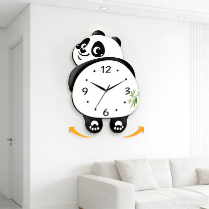 Funny Animal Cute Panda Design Wall Clock – Swinging Feet Modern Decorative Clock