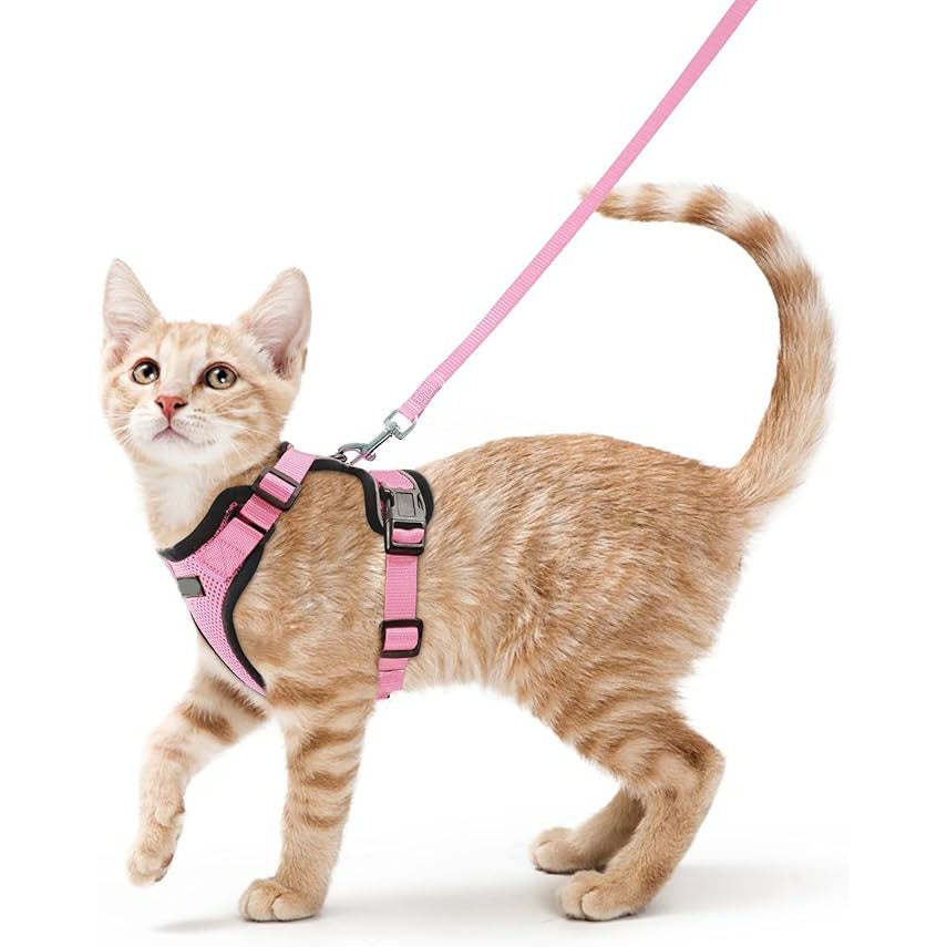 Cat Harness Vest – Escape-Proof, Soft Adjustable, Breathable with Reflective Stripe