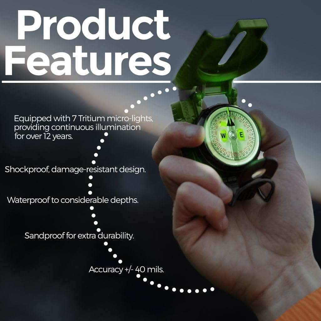 Tritium Lensatic Compass – Professional Navigation Tool for Survival & Outdoor Adventures