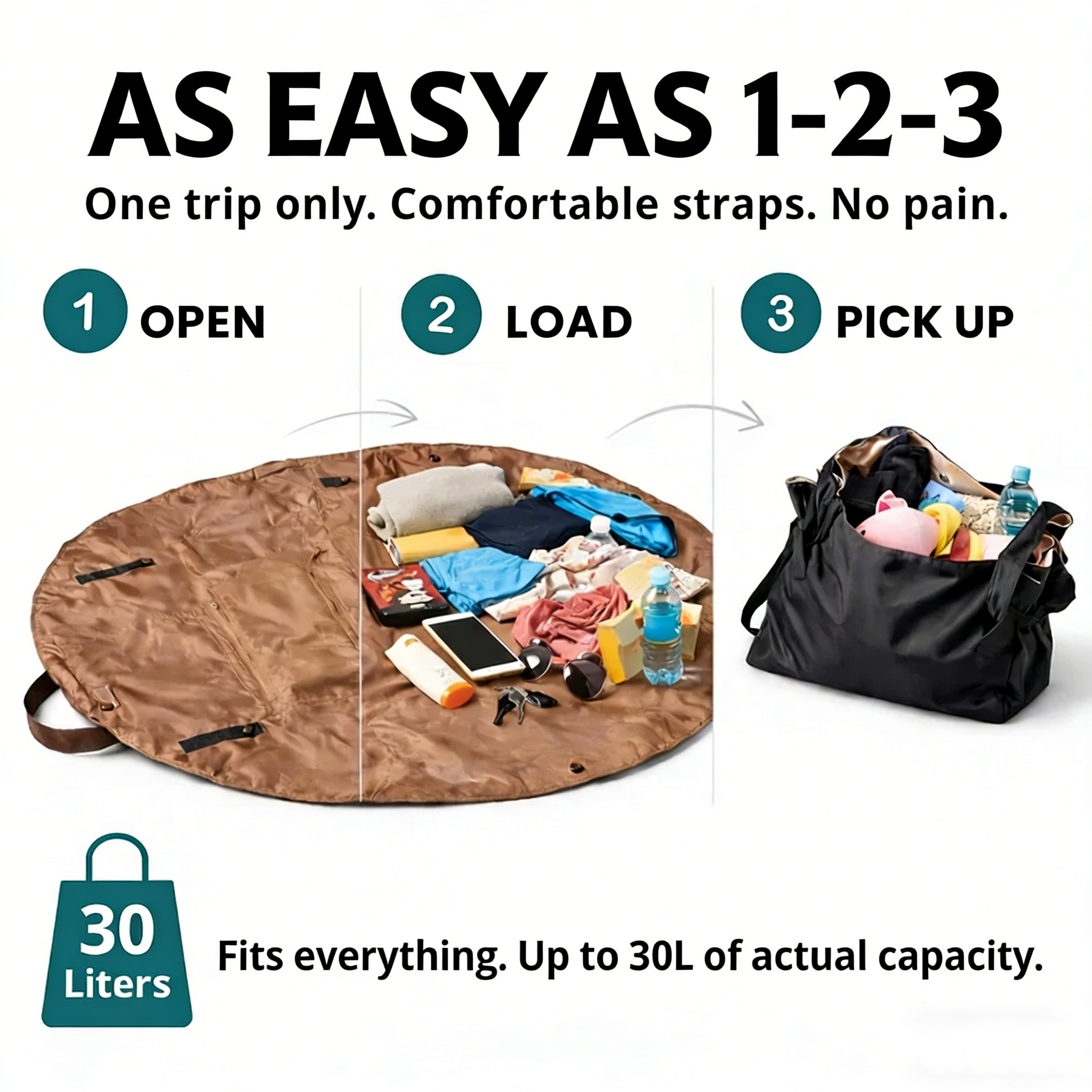 Convertible Tote Bag – Gathers Everything in Seconds