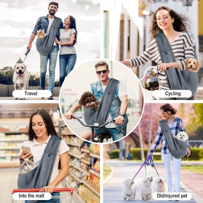 Hands-Free Dog Sling Carrier – Breathable Mesh Pet Shoulder Bag with Pocket