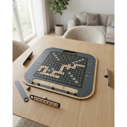 Magnetic Wall Scrabble Set – Modern Metal & Wood, 60x60 cm, Laser-Cut Wall Game