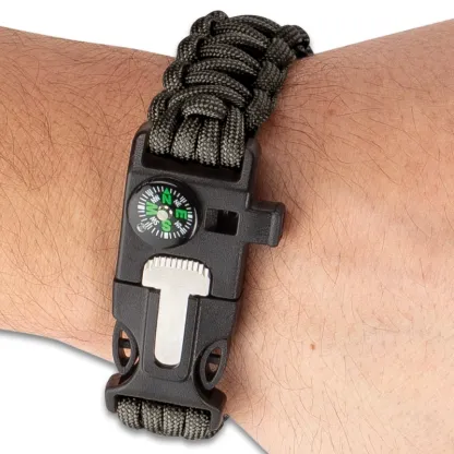 Multi-Function Paracord Bracelet – Fire Starter, Emergency Whistle, Compass, Survival Gear
