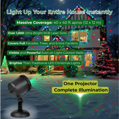 High-Power 3D Christmas Laser Projector - Outdoor Holiday Light Display