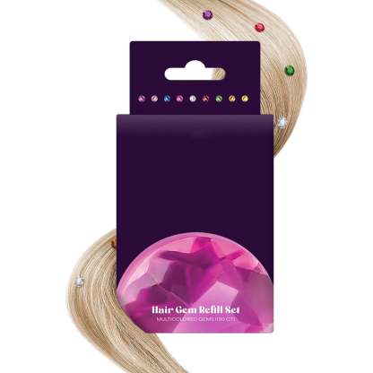 Girls Hair Gems Pen Set – 240 Stick-On Hair Rhinestones with Stamp Tool