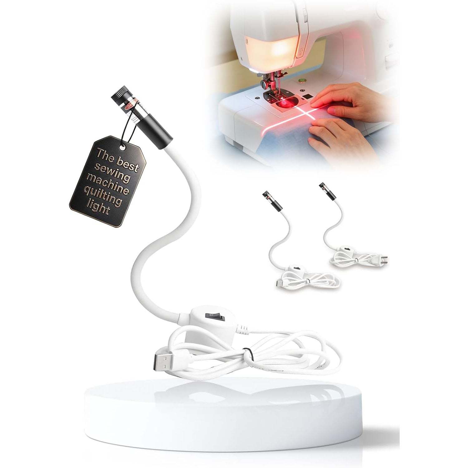 Magnetic Positioning Quilting Light, Precision Laser Guide for Sewing Machines, Laser Alignment with Heat Transfer Marking System