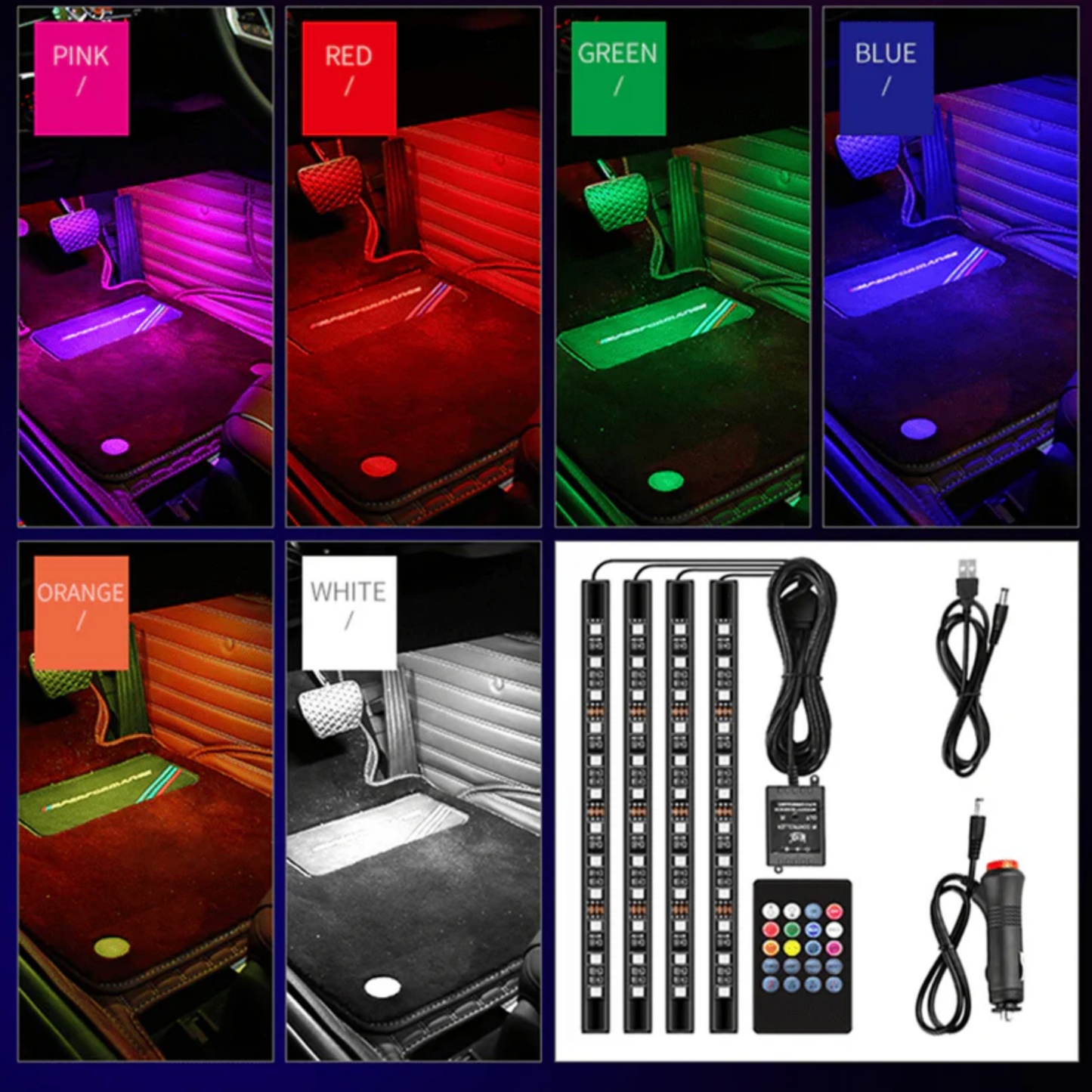 Interior Car Footwell Lights – RGB LED Ambient Lighting Kit