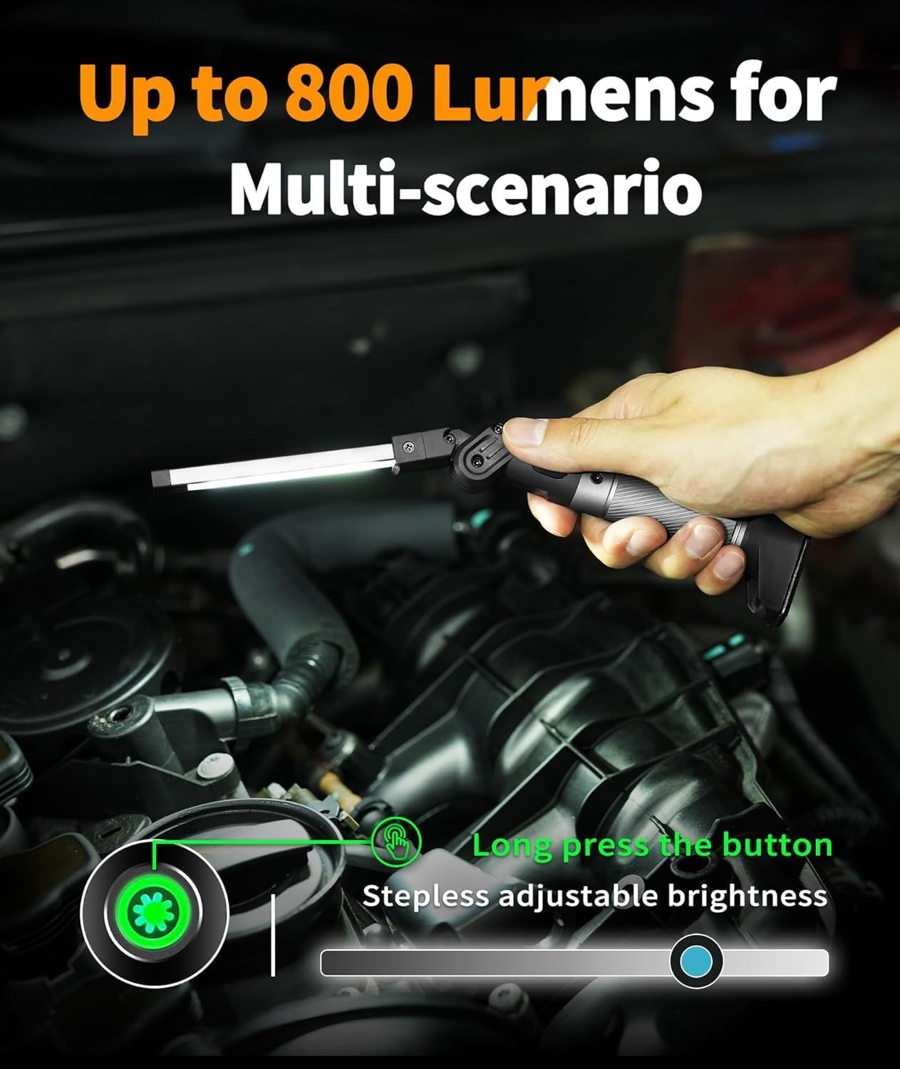 Magnetic Rechargeable Work Light - 800 Lumen, Foldable with 3 Light Modes