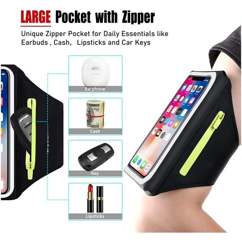 Running Armband with Zipper Pocket - Universal Fit & Sweat-Resistant