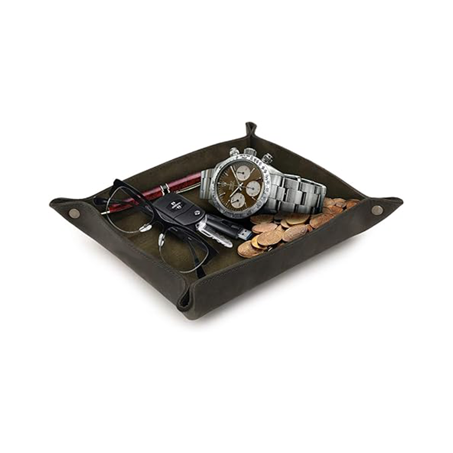 Genuine leather tray storage box