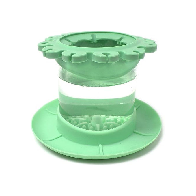 Spill-proof paint cups and brush cleaners