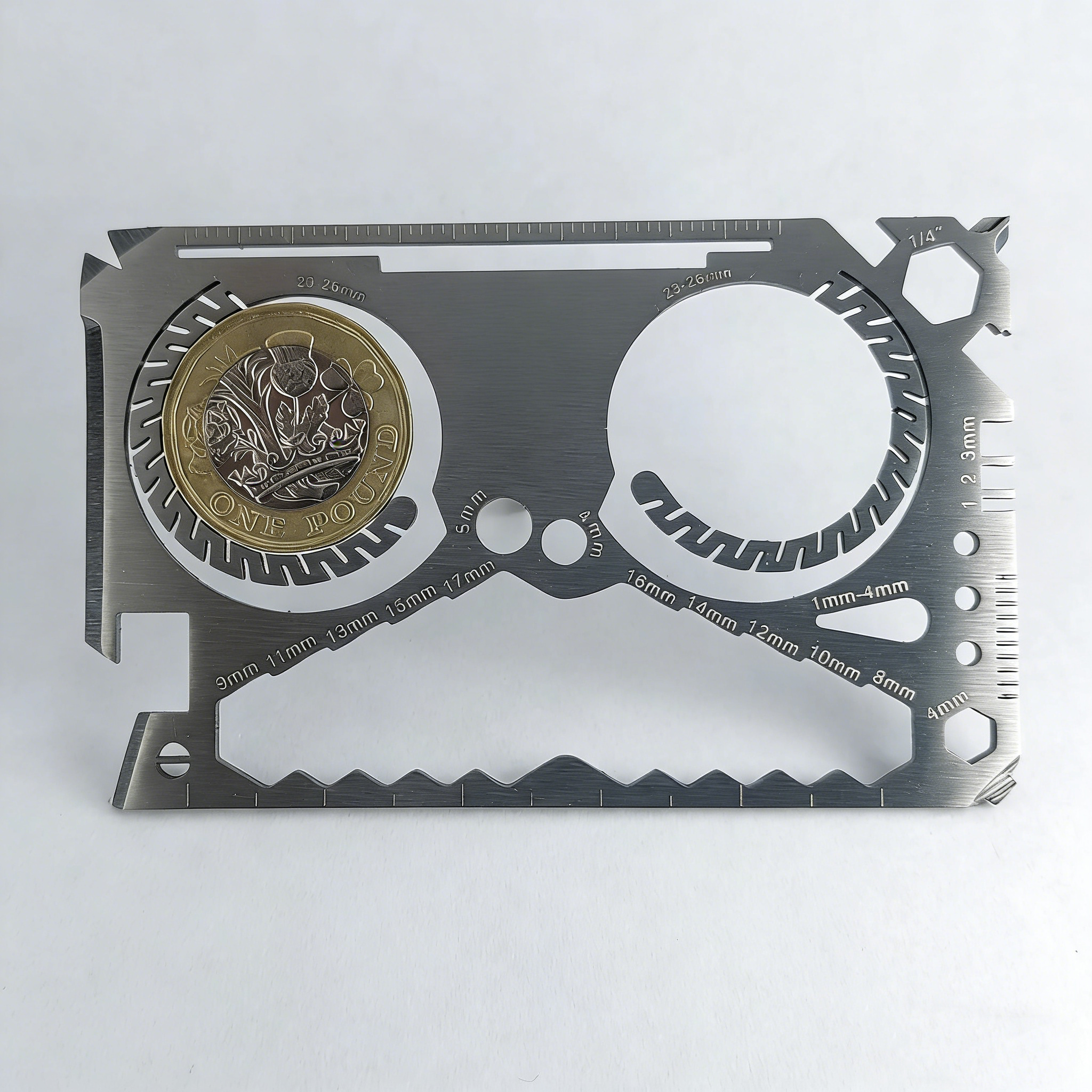 40-in-1 EDC Multitool Card with Coin Slots | Fits in Your Wallet