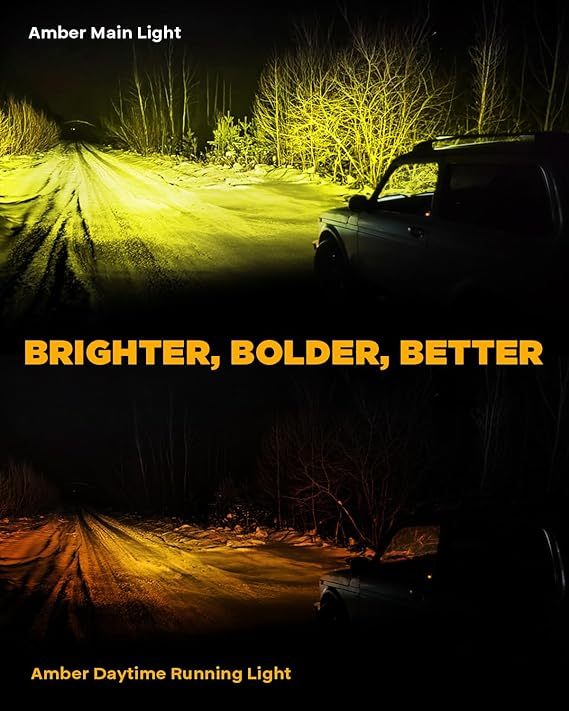 Amber LED Off-Road Light Pods - 26800LM, 270° Wide Beam