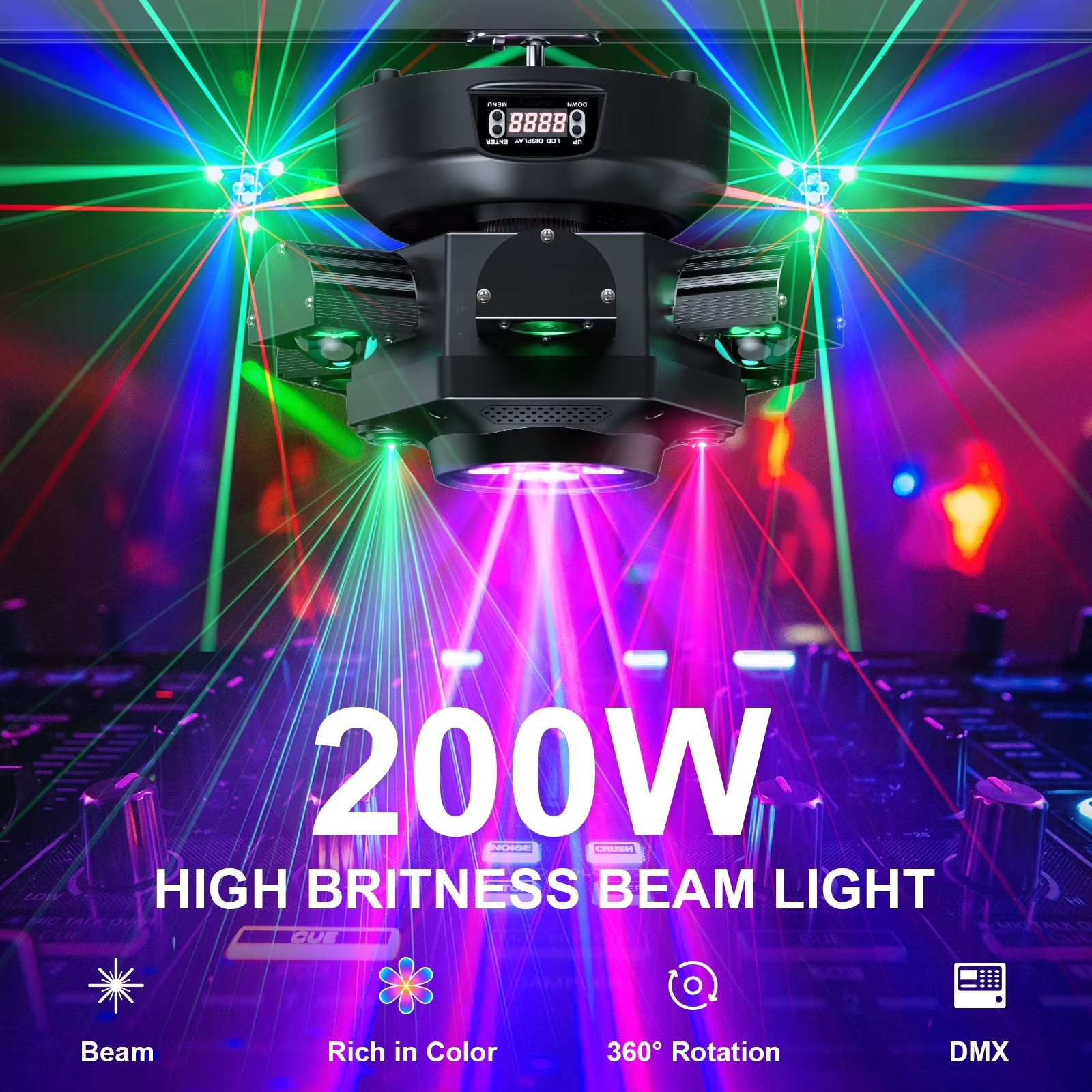 Professional DJ Disco Moving Head Light with Sound Activated Effects