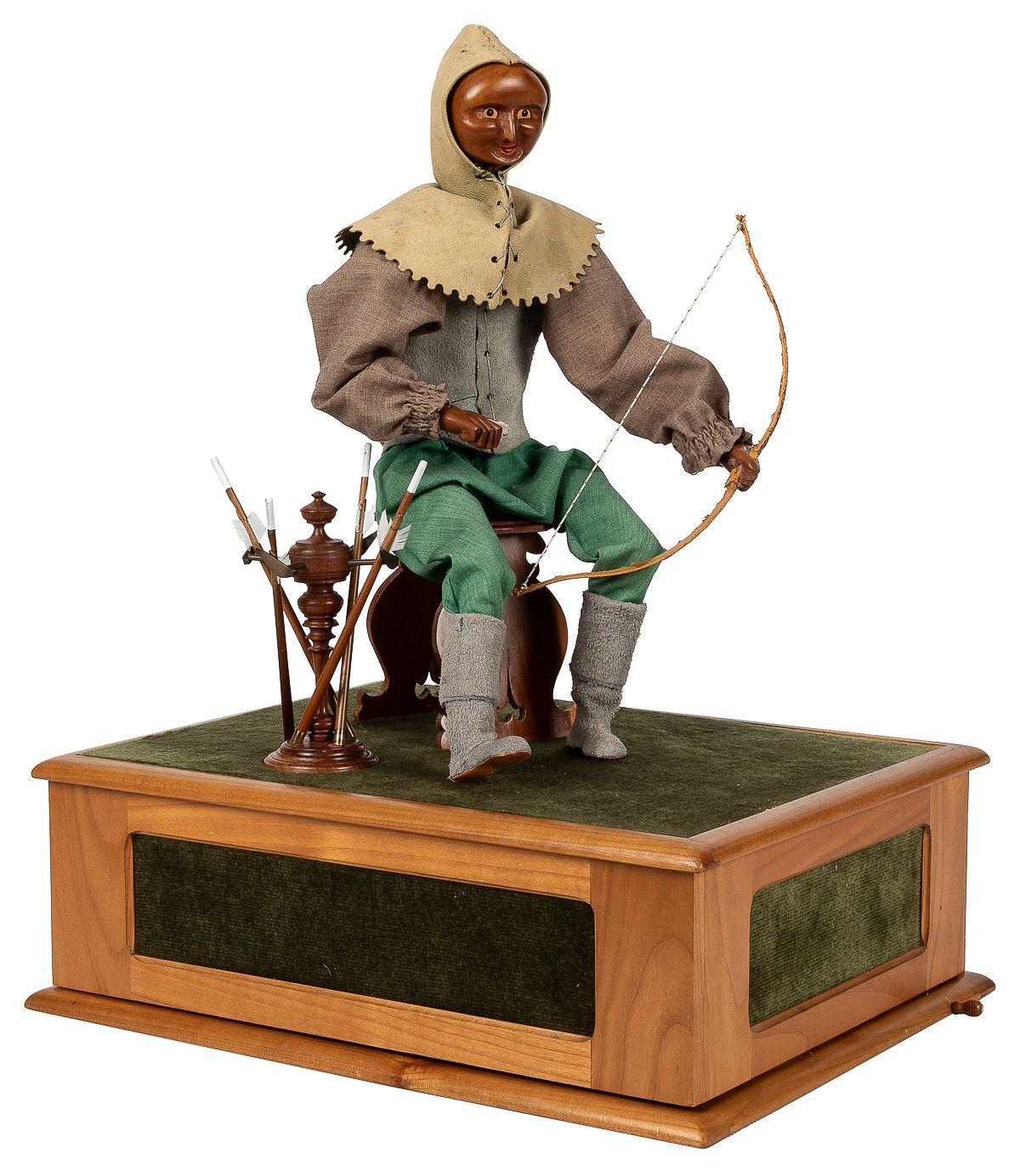 Handcrafted Mechanical Archer Automaton Sculpture with Moving Mechanism