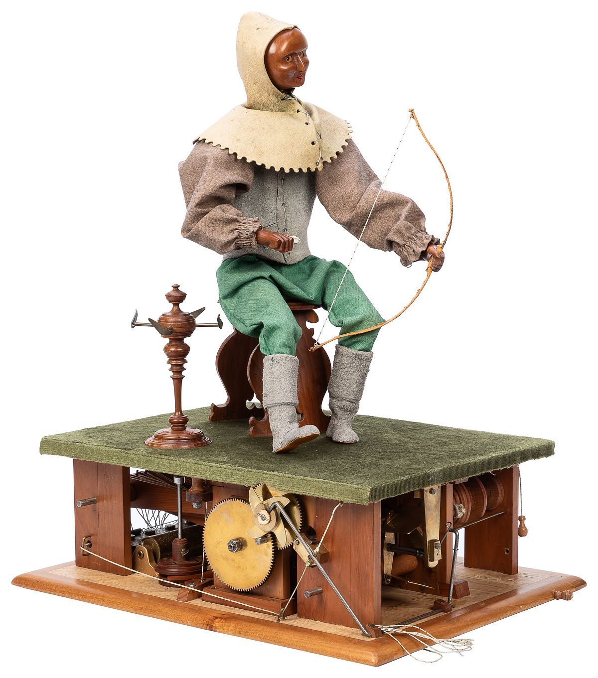 Handcrafted Mechanical Archer Automaton Sculpture with Moving Mechanism