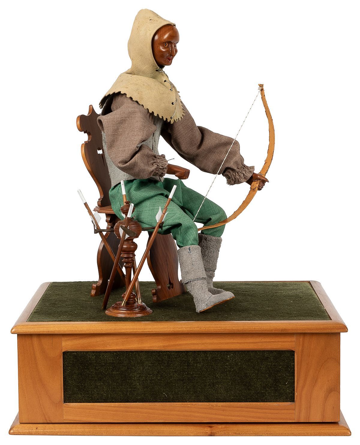 Handcrafted Mechanical Archer Automaton Sculpture with Moving Mechanism