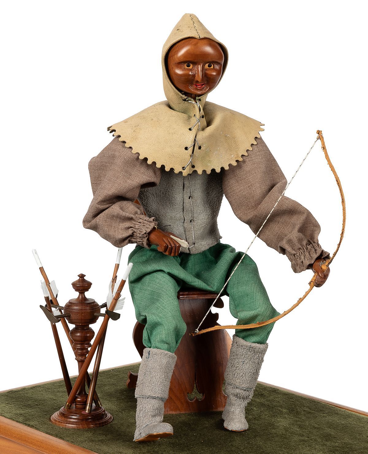 Handcrafted Mechanical Archer Automaton Sculpture with Moving Mechanism