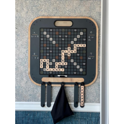 Magnetic Wall Scrabble Set – Modern Metal & Wood, 60x60 cm, Laser-Cut Wall Game