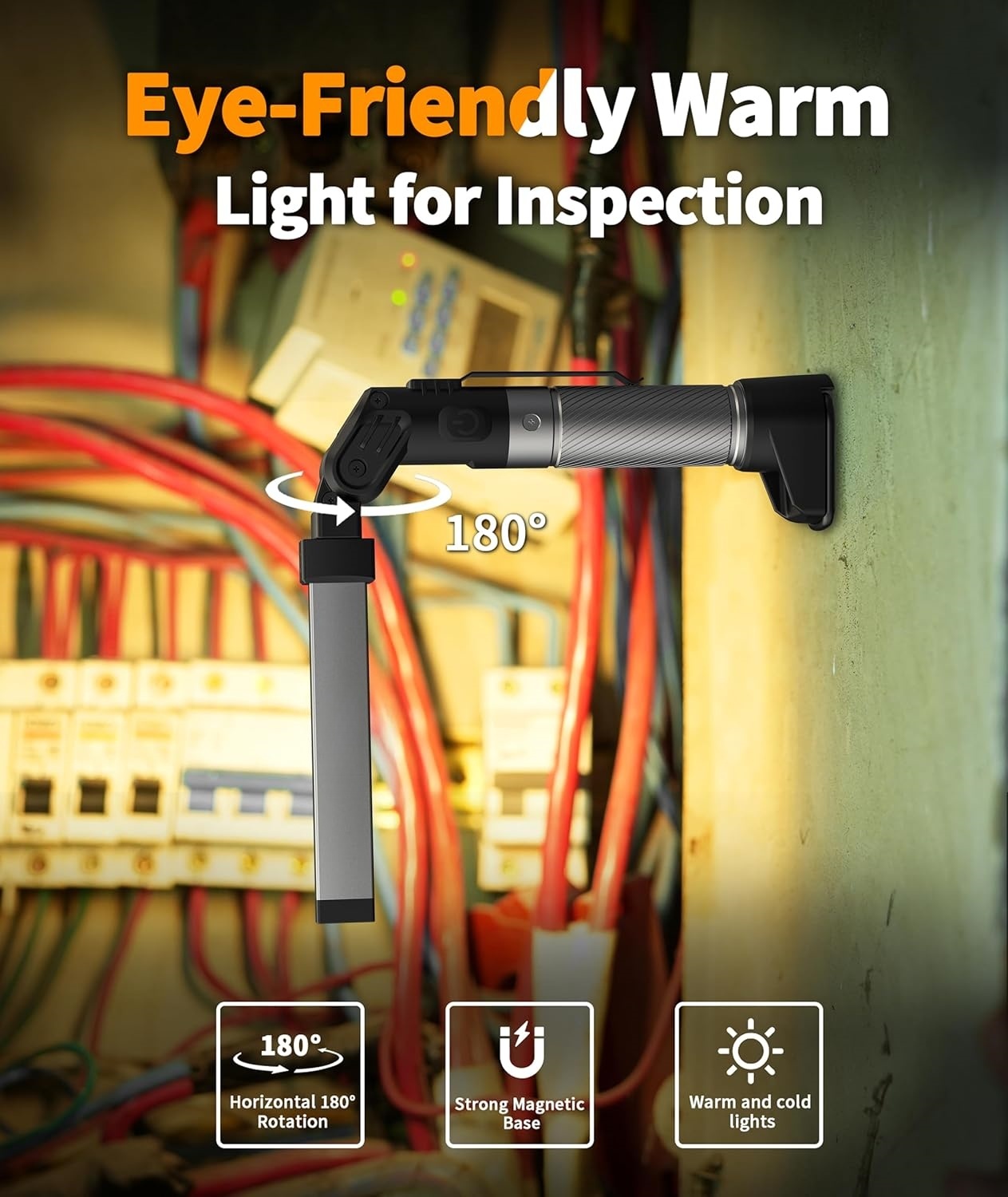 Magnetic Rechargeable Work Light - 800 Lumen, Foldable with 3 Light Modes