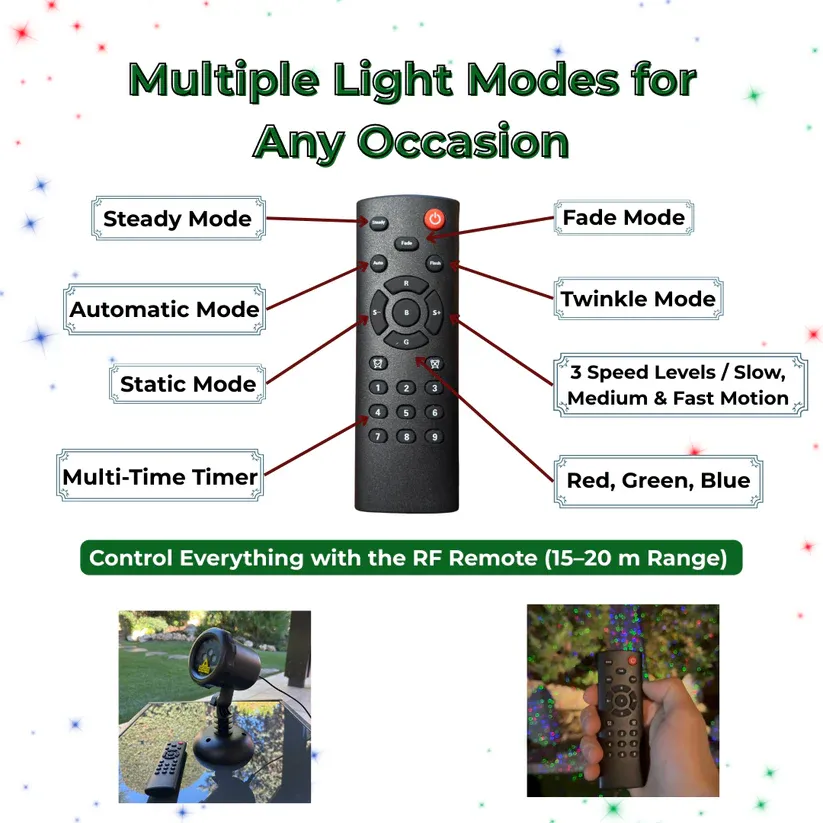 High-Power 3D Christmas Laser Projector - Outdoor Holiday Light Display
