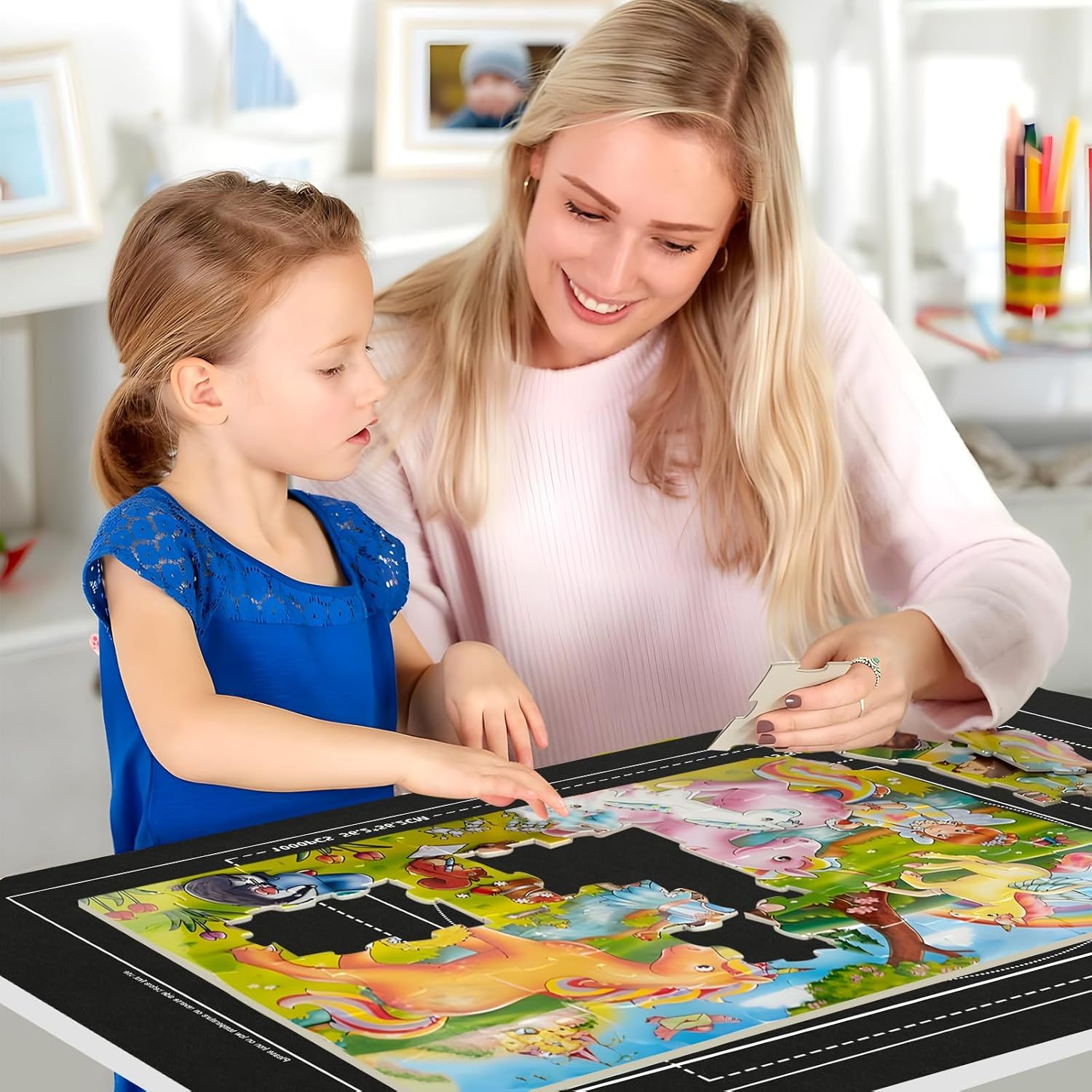 Roll-Up Puzzle Mat with Sorting Trays – Portable Storage Mat for Up to 1500 Pieces