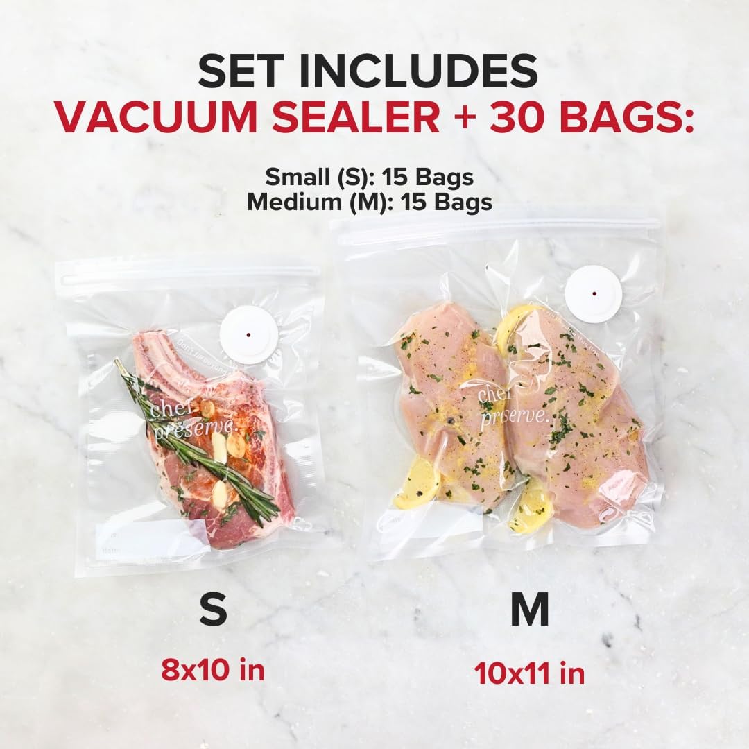 Handheld Vacuum Sealer with 30 Reusable Bags – 5-Second Seal, Wireless, Portable 