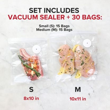 Handheld Vacuum Sealer with 30 Reusable Bags – 5-Second Seal, Wireless, Portable 