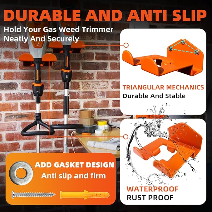 Weed Eater Wall Hanger - Heavy Duty Trimmer Rack for Garage & Shed Storage