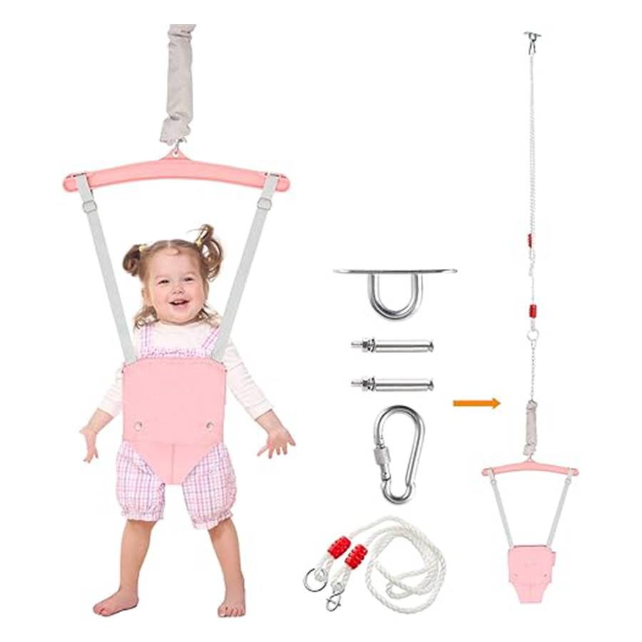 Baby bouncy chair with ceiling hooks