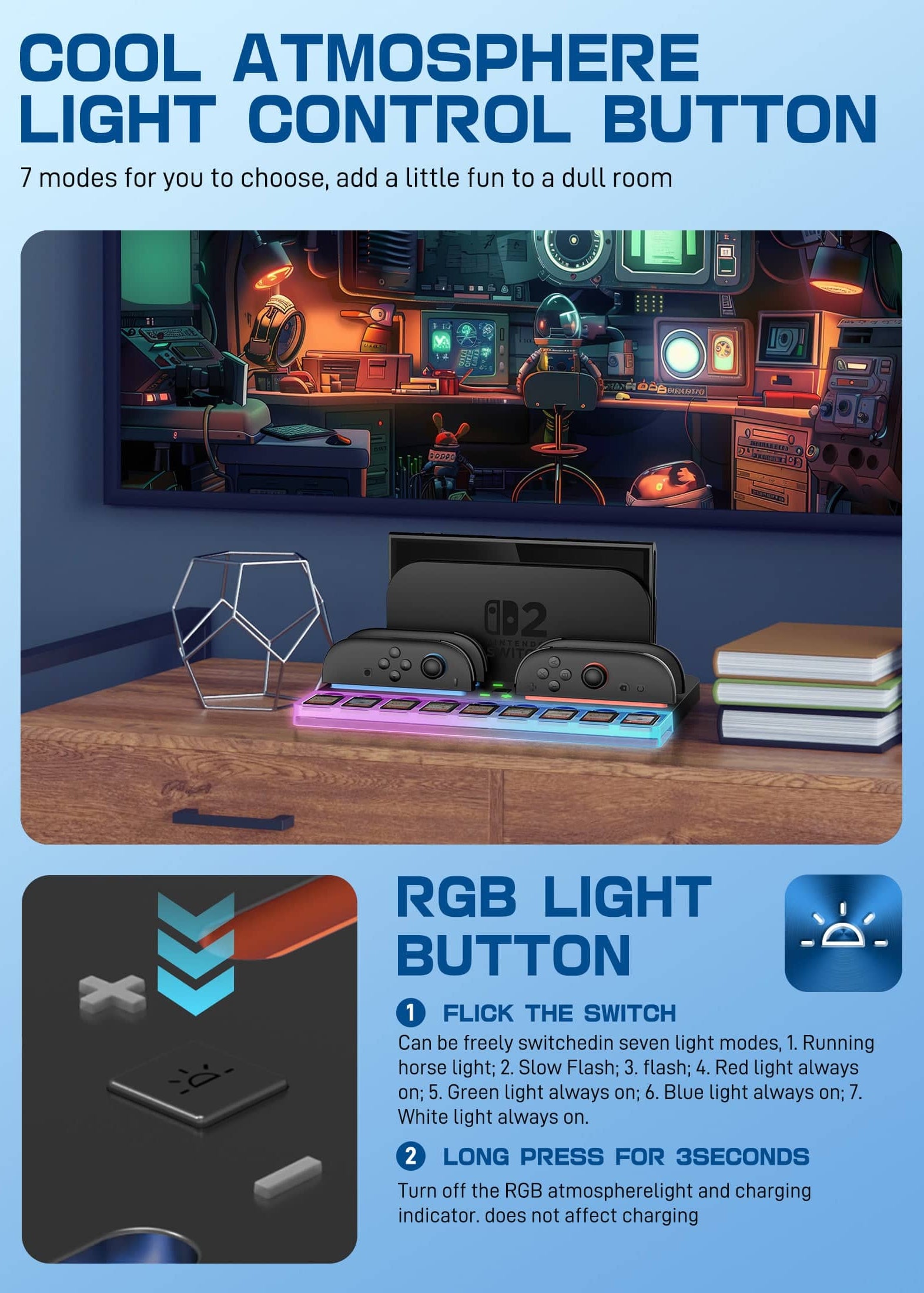 Nintendo Switch 2 Charging & Storage Dock – Charge 4 Controllers and Organize Your Console & Game Cards