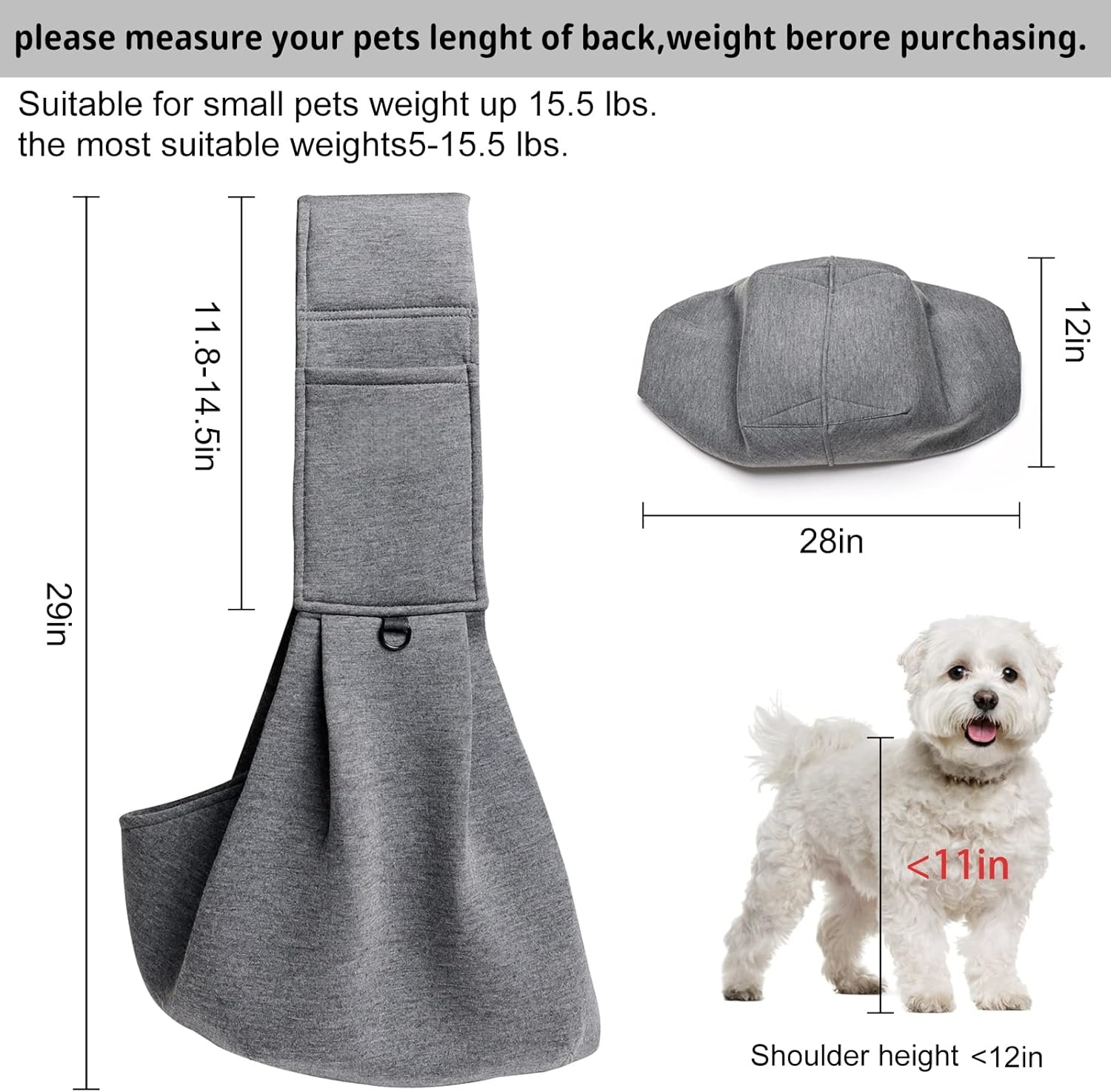 Hands-Free Dog Sling Carrier – Breathable Mesh Pet Shoulder Bag with Pocket