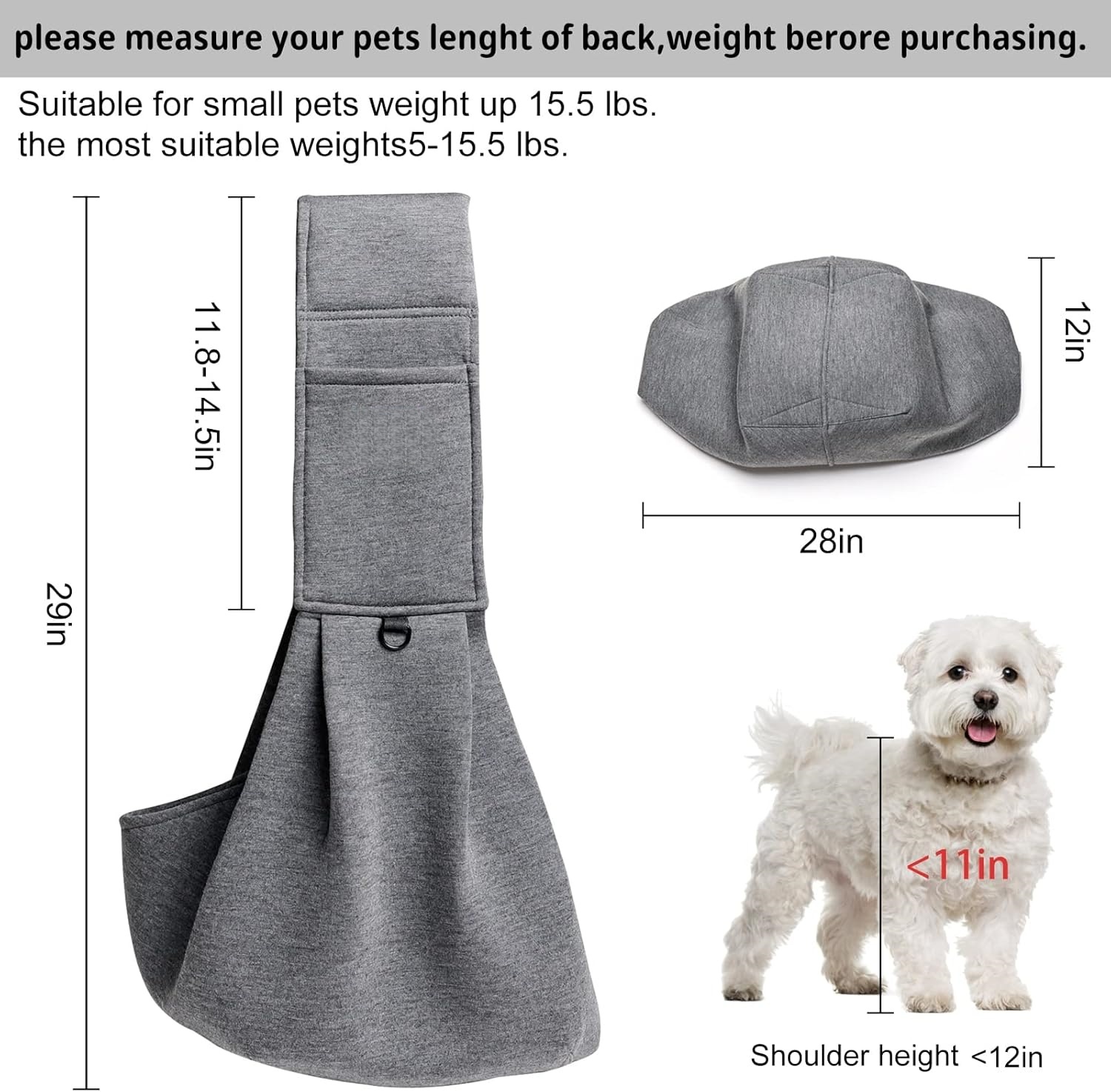 Hands-Free Dog Sling Carrier – Breathable Mesh Pet Shoulder Bag with Pocket