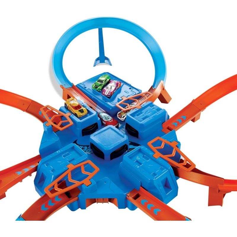 Motorized Crash Track Set – 4 Intersections, 16+ Feet of Track, Booster, Includes 2 Car