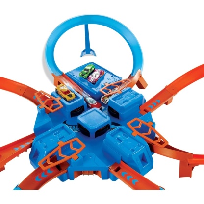 Motorized Crash Track Set – 4 Intersections, 16+ Feet of Track, Booster, Includes 2 Car