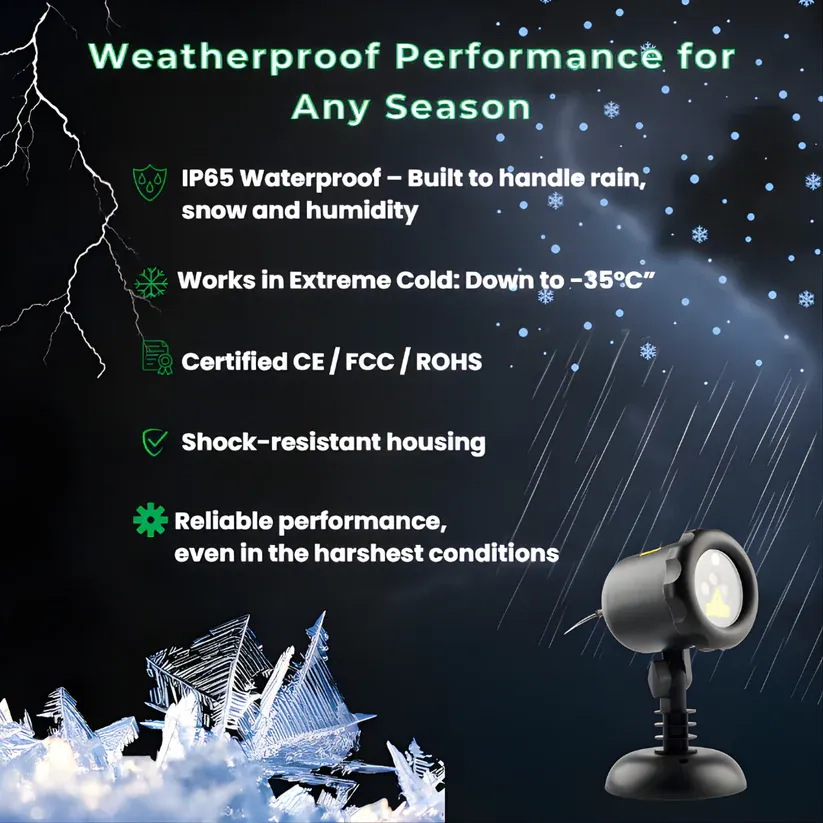 High-Power 3D Christmas Laser Projector - Outdoor Holiday Light Display