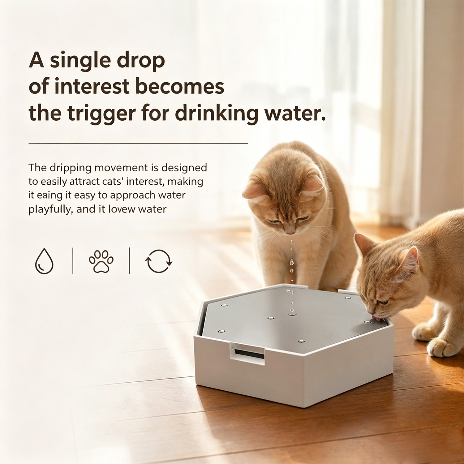 Interactive dripping cat toy fountain