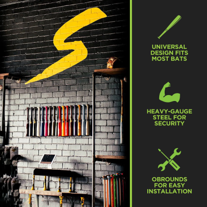 Universal Baseball Bat Rack |Rust-Resistant Coating, Quick Installation Support