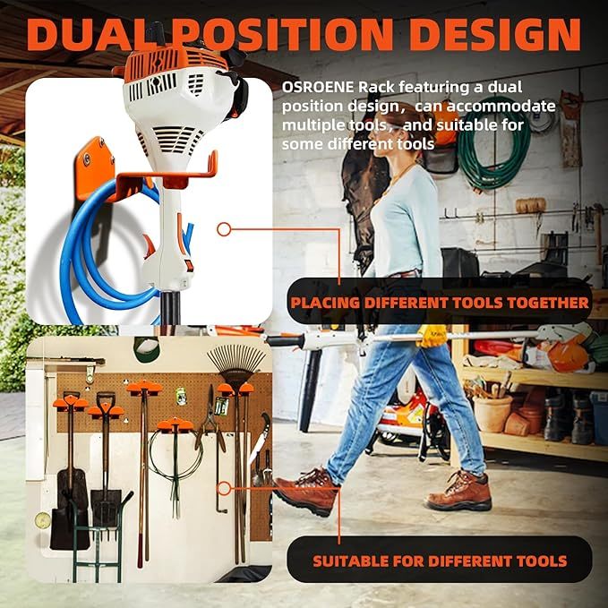 Weed Eater Wall Hanger - Heavy Duty Trimmer Rack for Garage & Shed Storage