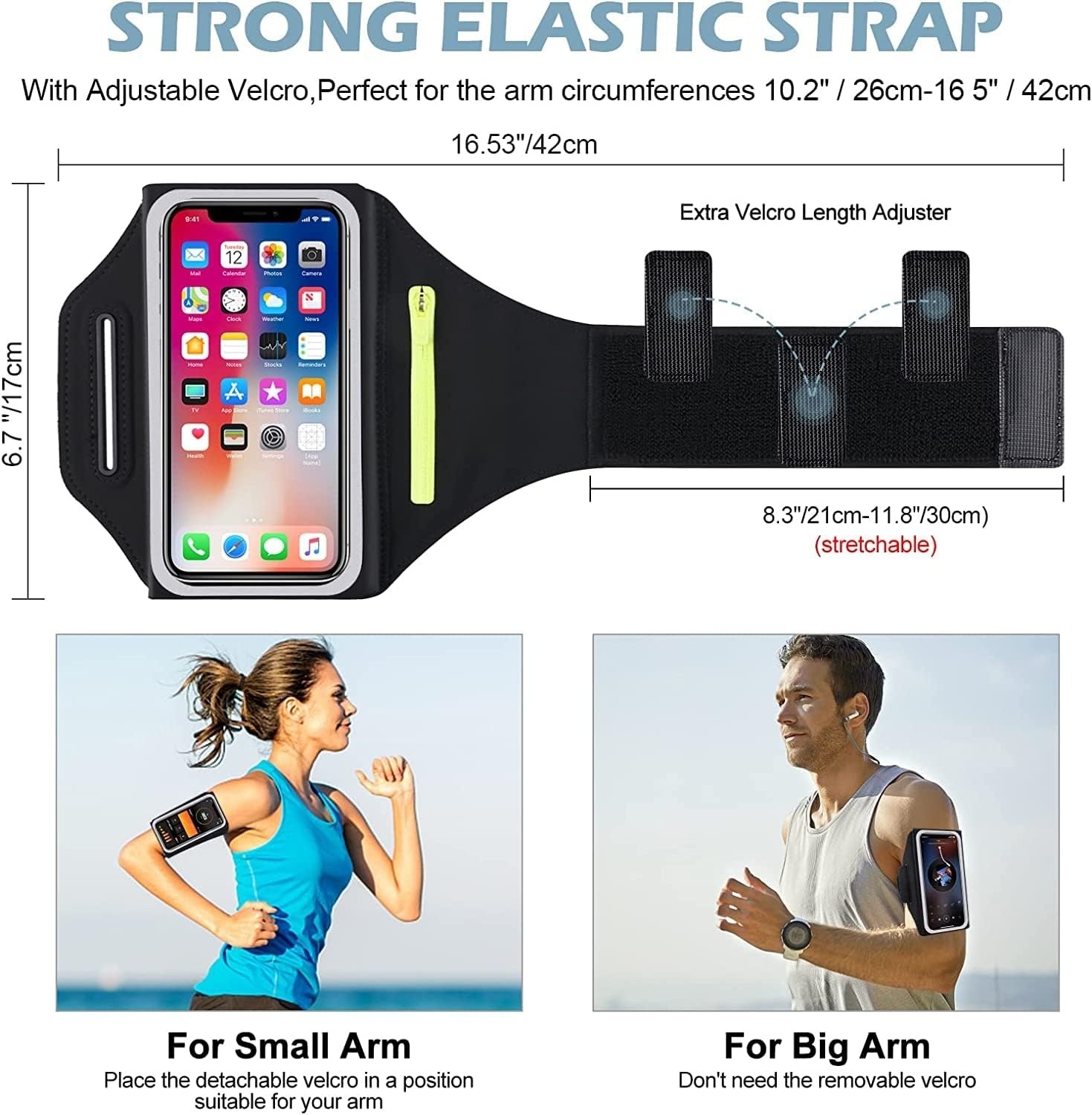 Running Armband with Zipper Pocket - Universal Fit & Sweat-Resistant