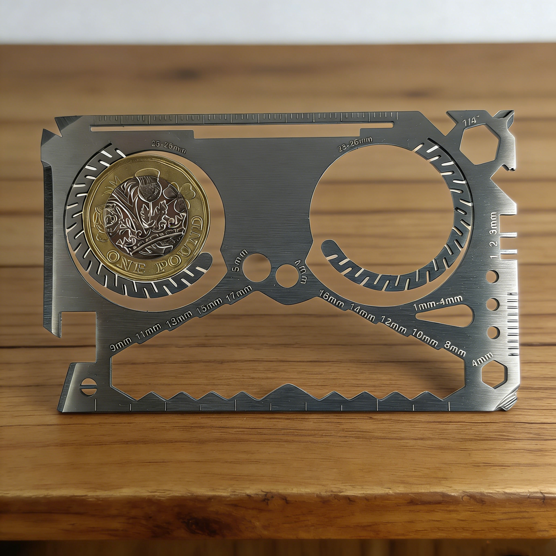 40-in-1 EDC Multitool Card with Coin Slots | Fits in Your Wallet