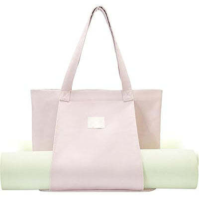 Canvas Tote Bag with Yoga Mat Carrier Pocket – Carryall Shoulder Bag