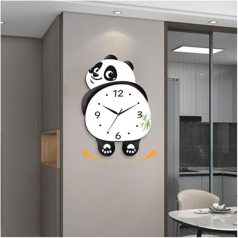 Funny Animal Cute Panda Design Wall Clock – Swinging Feet Modern Decorative Clock