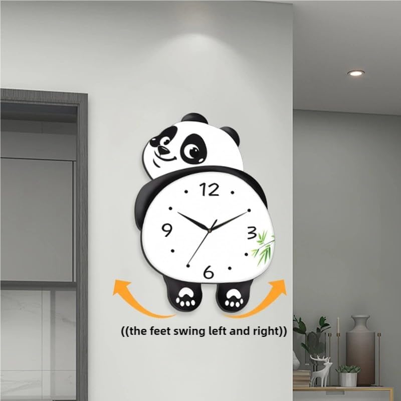 Funny Animal Cute Panda Design Wall Clock – Swinging Feet Modern Decorative Clock