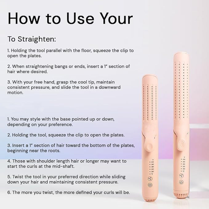 2-in-1 Curling Wand & Titanium Flat Iron – 360° Airflow Styler