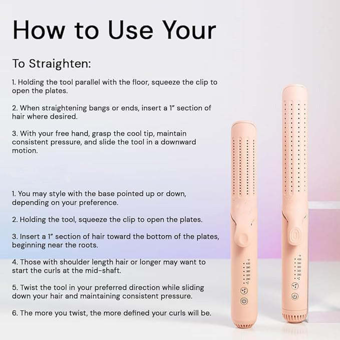 2-in-1 Curling Wand & Titanium Flat Iron – 360° Airflow Styler