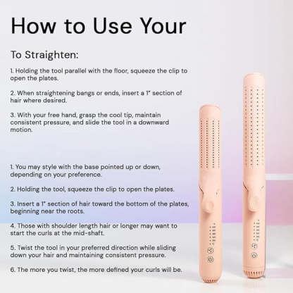 2-in-1 Curling Wand & Titanium Flat Iron – 360° Airflow Styler