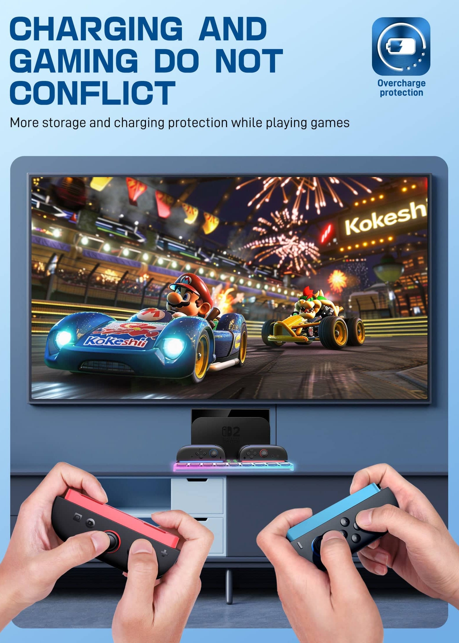 Nintendo Switch 2 Charging & Storage Dock – Charge 4 Controllers and Organize Your Console & Game Cards