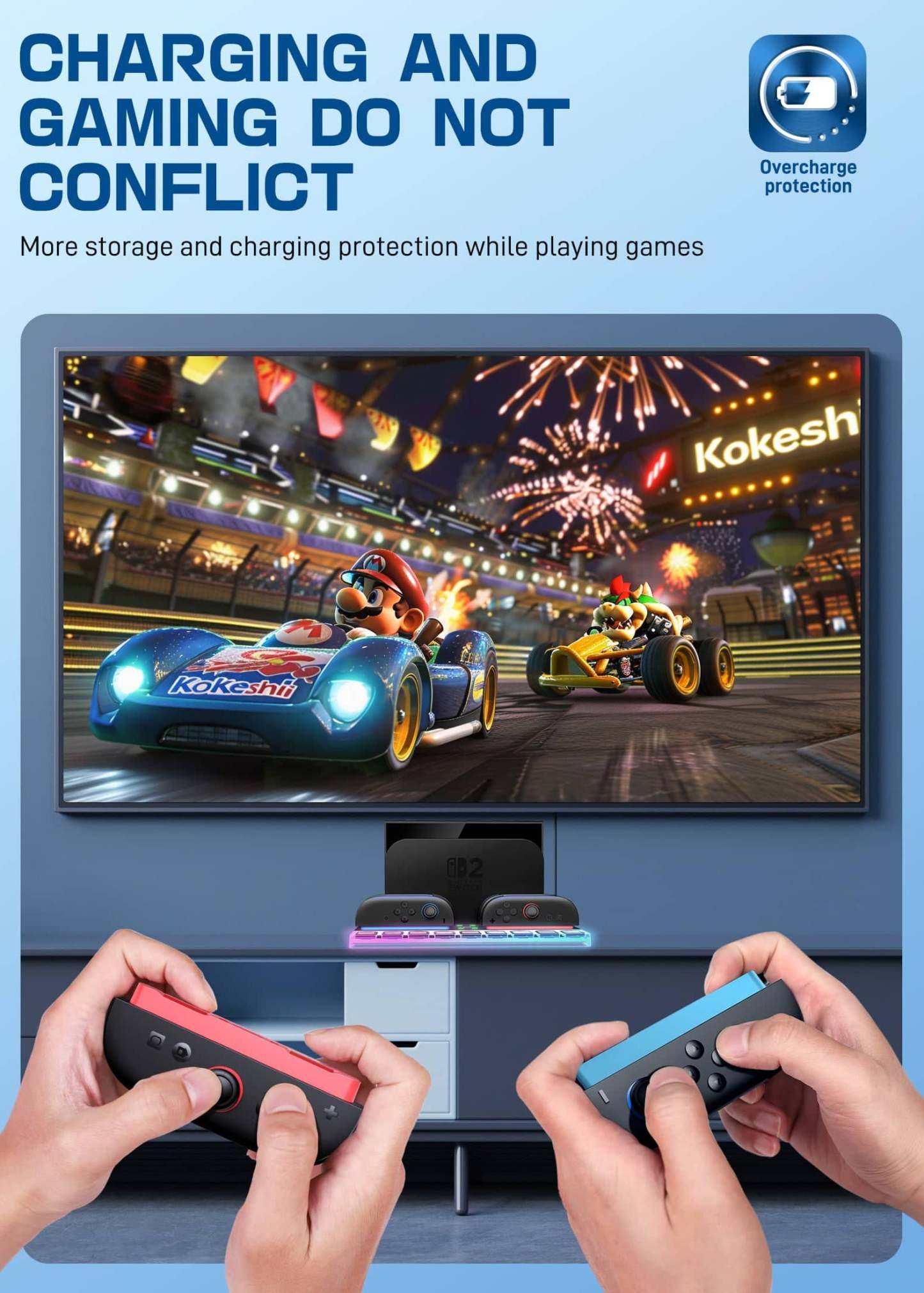 Nintendo Switch 2 Charging & Storage Dock – Charge 4 Controllers and Organize Your Console & Game Cards